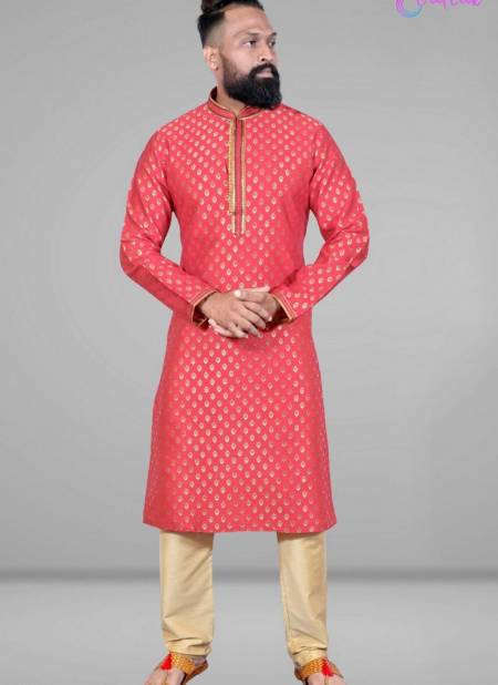 Pink Colour Designer Party And Function Wear Traditional Jacquard Silk Kurta Churidar Pajama Redymade Collection 18004